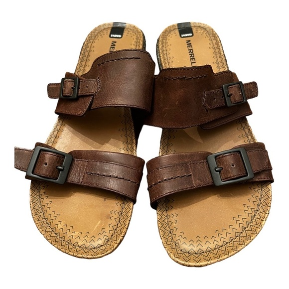 Merrell Shoes - MERRELL Women’s Whisper Slide Tan Sandals Adjustable Buckles Size 8 US